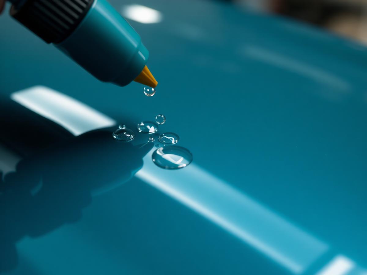 Water beading on freshly waxed and sealed car paint